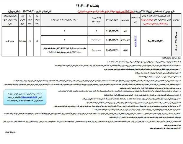 شرایط فروش نقدی و اقساطی ایران خودرو اعلام شد 2