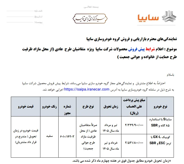 سایپا چوب حراج به دو محصول پرطرفدارش زد + لینک ثبت نام 2