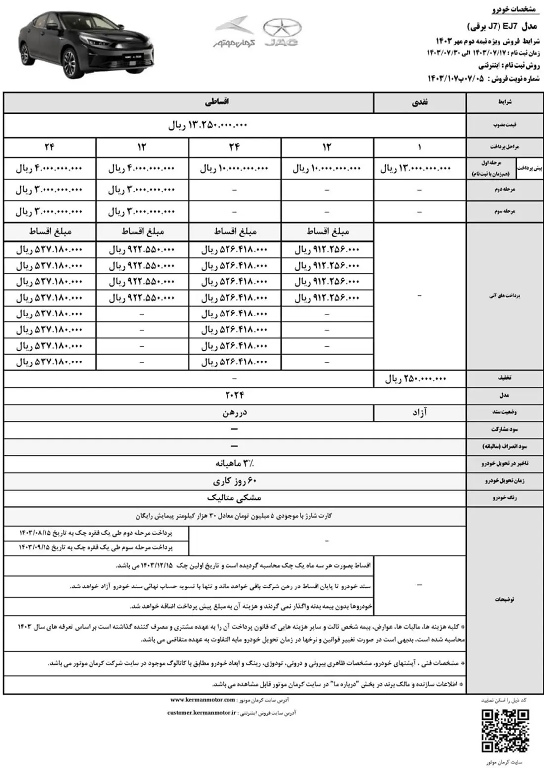 کولاک کرمان موتور در بازار خودرو | فروش قسطی خودرو جک EJ7 آغاز شد 2