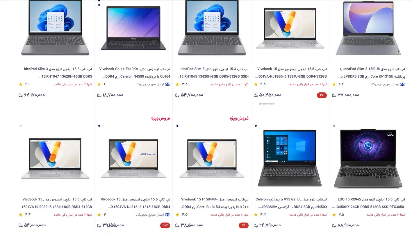 قیمت جدید لپتاپهای بازار؛ دانشجویان و دانشآموزان در شوک + جدول 4