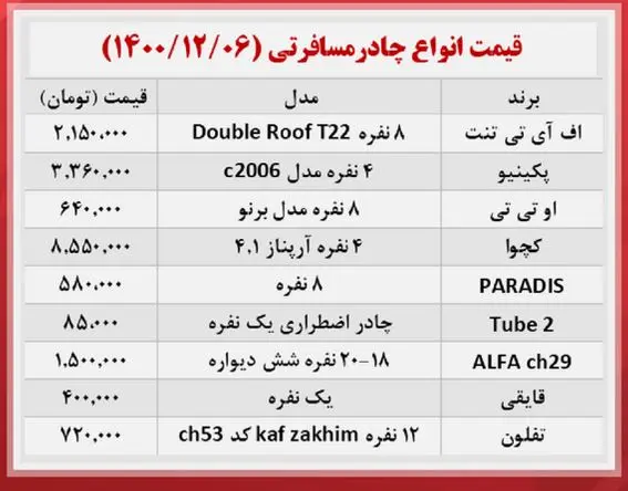 قیمت چادر-مسافرتی