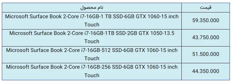 قیمت-لپتاپ-مایکروسافت