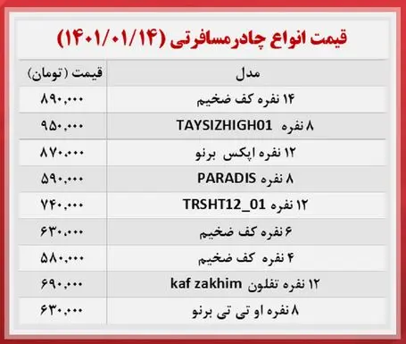 قیمت-چادرمسافرتی