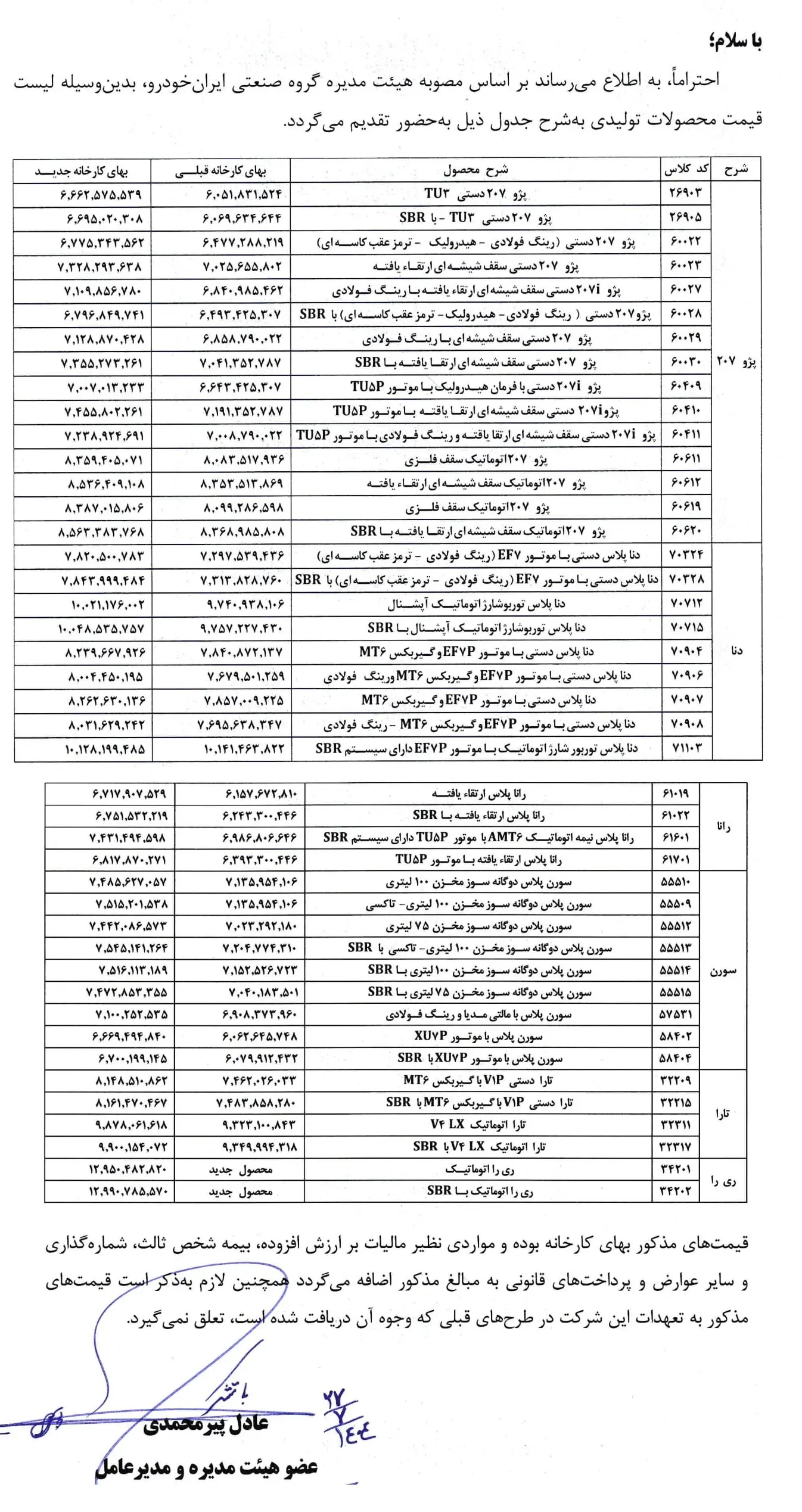 قیمت های جدید ایران خودرو رسماً اعلام شد + عکل 2
