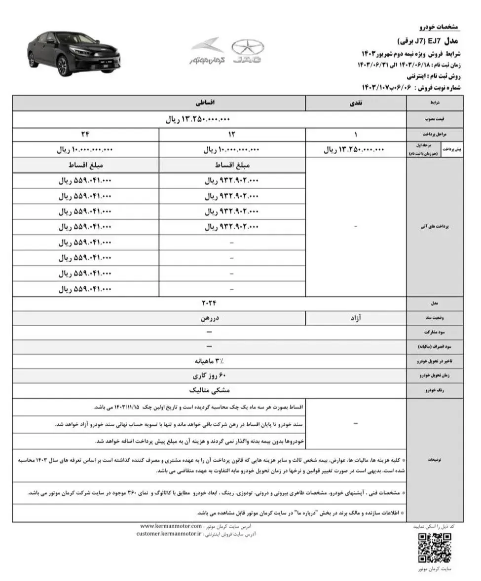 فقط تا 31 شهریور 1403 مهلت دارید | فروش اقساطی کرمان موتور آغاز شد