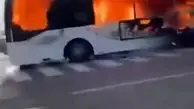 فیلمی از آتش گرفتن اتوبوس مدرسه