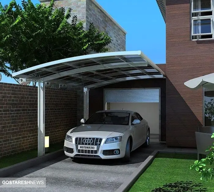 ساخت سقف سایبان ماشین برای پارکینگ خودرو در حیاط خانه