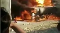 آتش گرفتن یک پمپ بنزین در خوزستان + فیلم