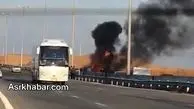 آتش گرفتن یک نیسان در اتوبان قم- تهران + فیلم