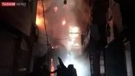 بازار کفاش‌های تهران در آتش سوخت + فیلم

