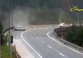  سقوط وحشتناک راننده هنگام پرش از ساختمان+ فیلم