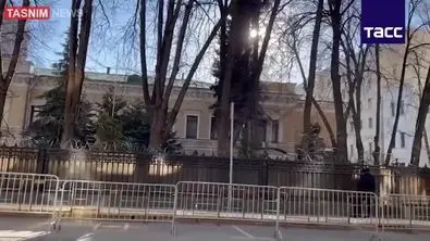پرچم سفارت اوکراین در موسکو پایین کشیده شد