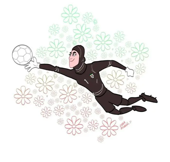 دروازه بان تیم ملی ترند جهانی | حمایت جذاب کاریکاتوریست سرشناس از زهره کودایی