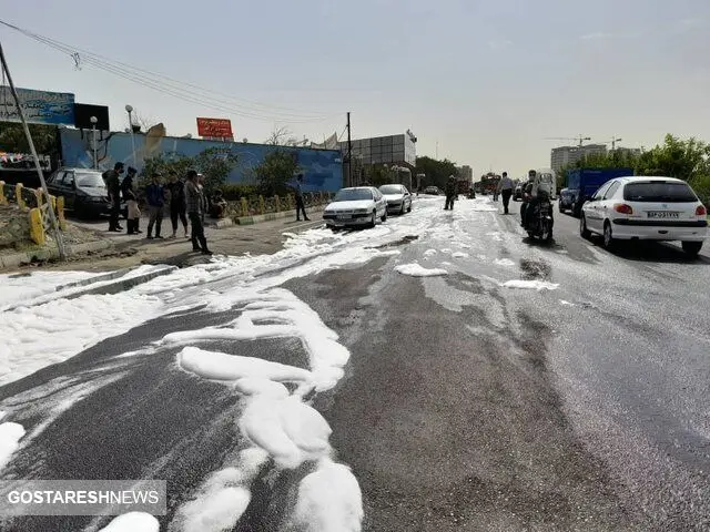 بنزین در اتوبان همت سرازیر شد / عکس