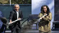 بیل زنی اوباما و همسرش در برابر دوربین ها + عکس