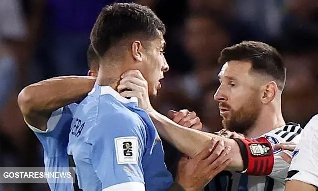 دعوای مسی با بازیکن اروگوئه / آنها باید کمی ادب و احترام یاد بگیرند!