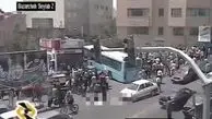 تصادف اتوبوس با چند خودرو در تبریز + فیلم