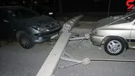 خسارت ۳ خودرو با همکاری درخت و تیربرق! / عکس