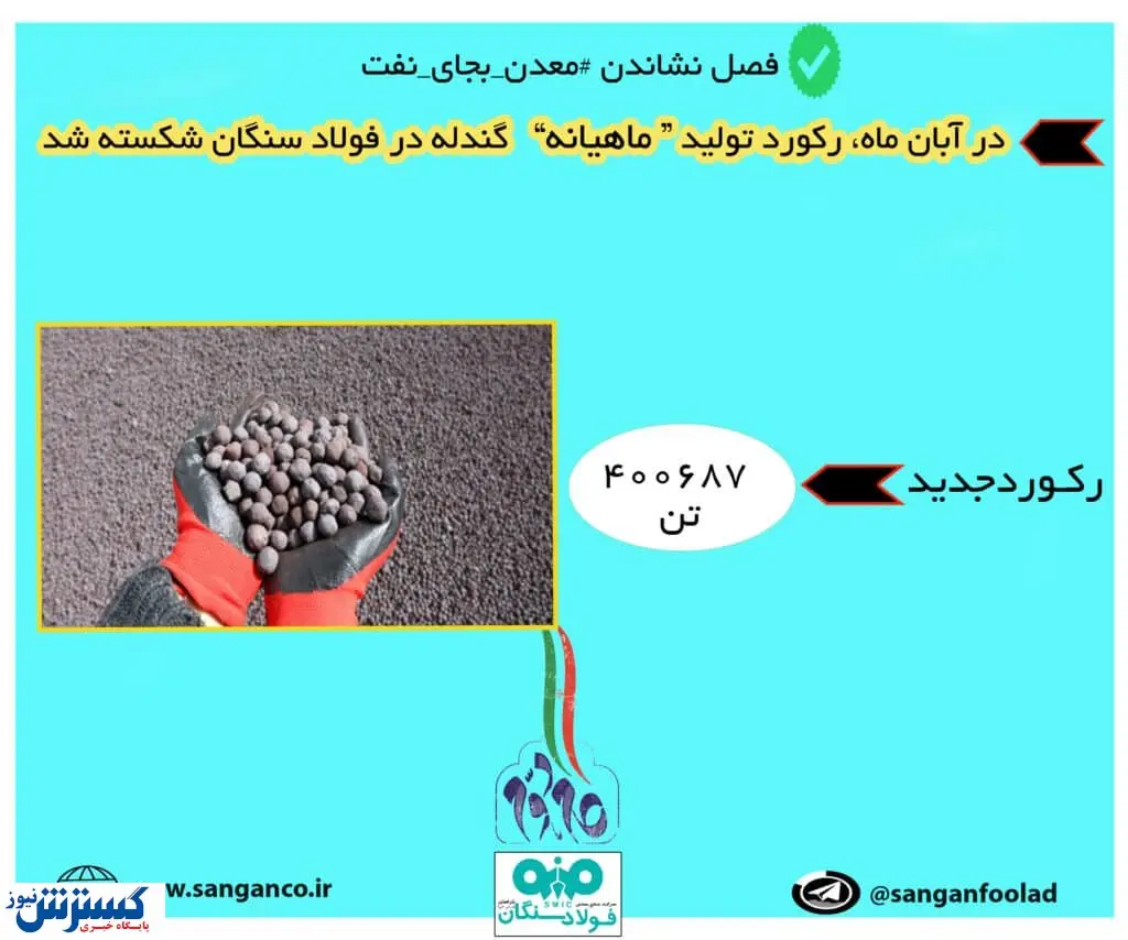 نوار تولید گندله در فولاد سنگان روی ریل توسعه