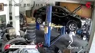 فیلمی از سقوط خودرو روی تعمیرکار!