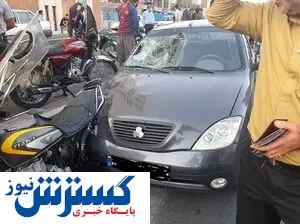 برخورد ترسناک موتور سیکلت و تیبا + تصاویر