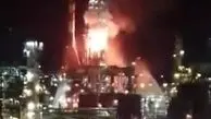 آتش‌سوزی بزرگ در پالایشگاه نفت حیفا / فیلم
