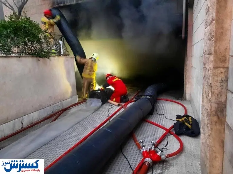 سوختن یک ساختمان در غرب تهران / ۴ خودرو در آتش سوخت + عکس